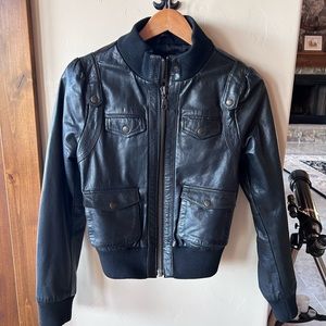 For Joseph Black Genuine Leather Bomber Jacket.